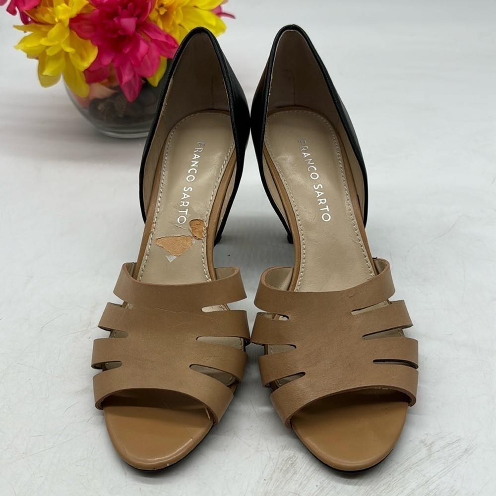 Franco Sarto Tan Black Heels Size 8 MCH5444F